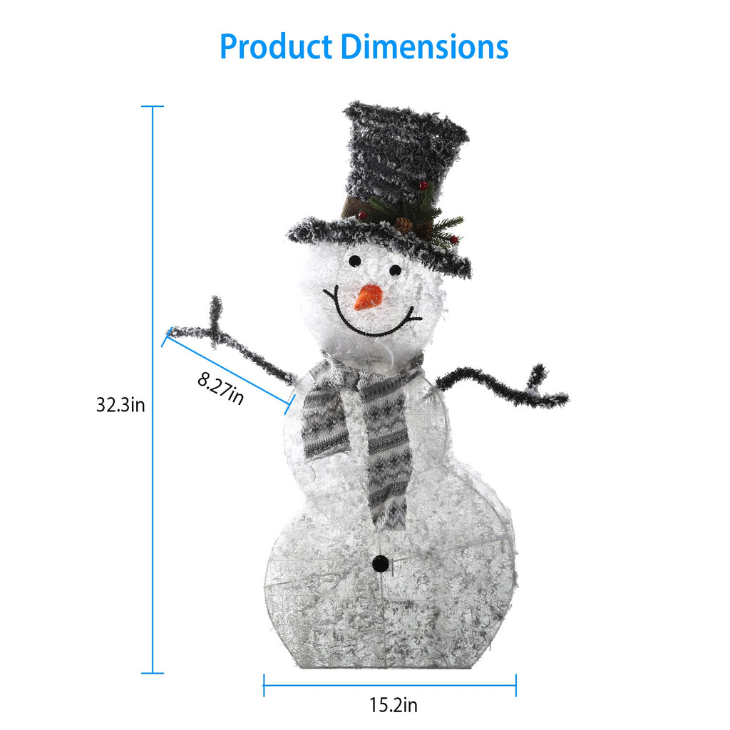 1Pc LED Christmas Snowman Decoration Light Collapsible Battery Operated Lighted Snowman Indoor Outdoor Garden Light With Removable Hands Scarf