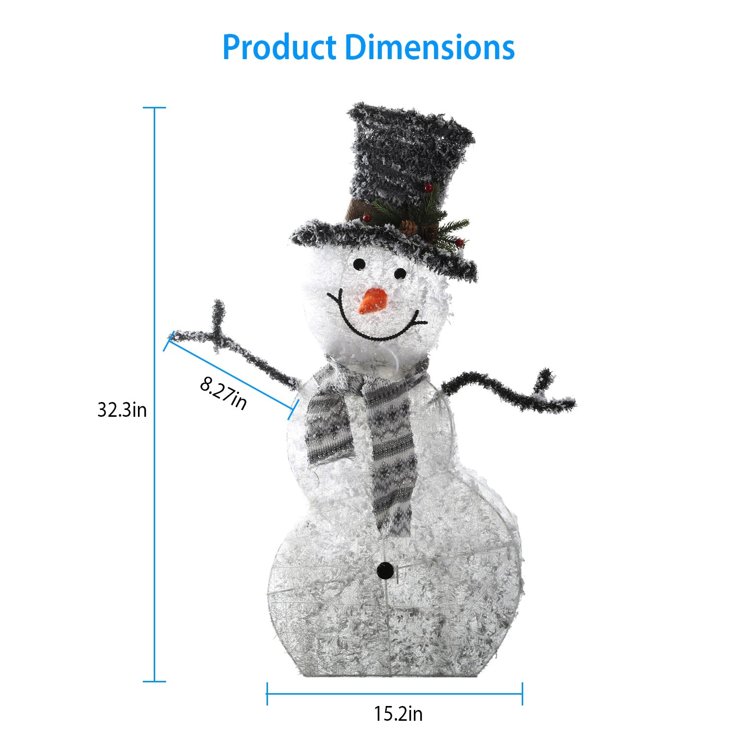 1Pc LED Christmas Snowman Decoration Light Collapsible Battery Operated Lighted Snowman Indoor Outdoor Garden Light With Removable Hands Scarf